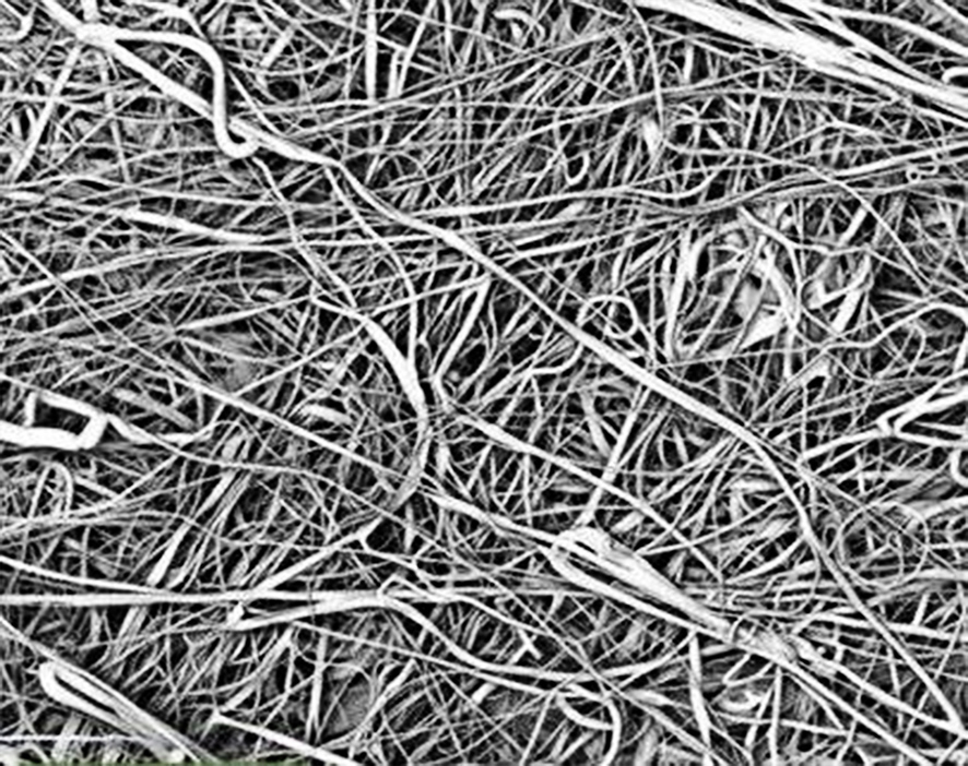 倍數(shù)放大后的熔噴布微觀結(jié)構(gòu)圖