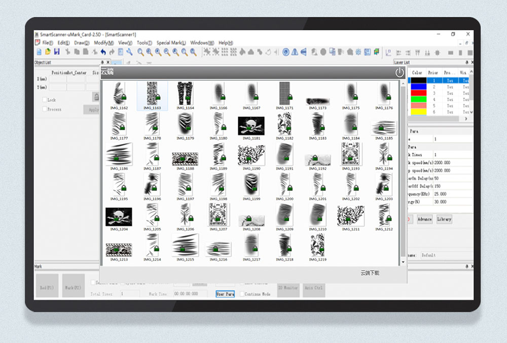 牛仔激光水洗,牛仔激光打標(biāo),牛仔面料激光水洗機,云端圖庫,一鍵調(diào)用